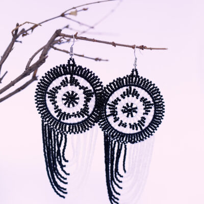 Black and White Round Tassel