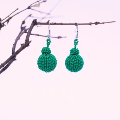 Green Ball Earrings